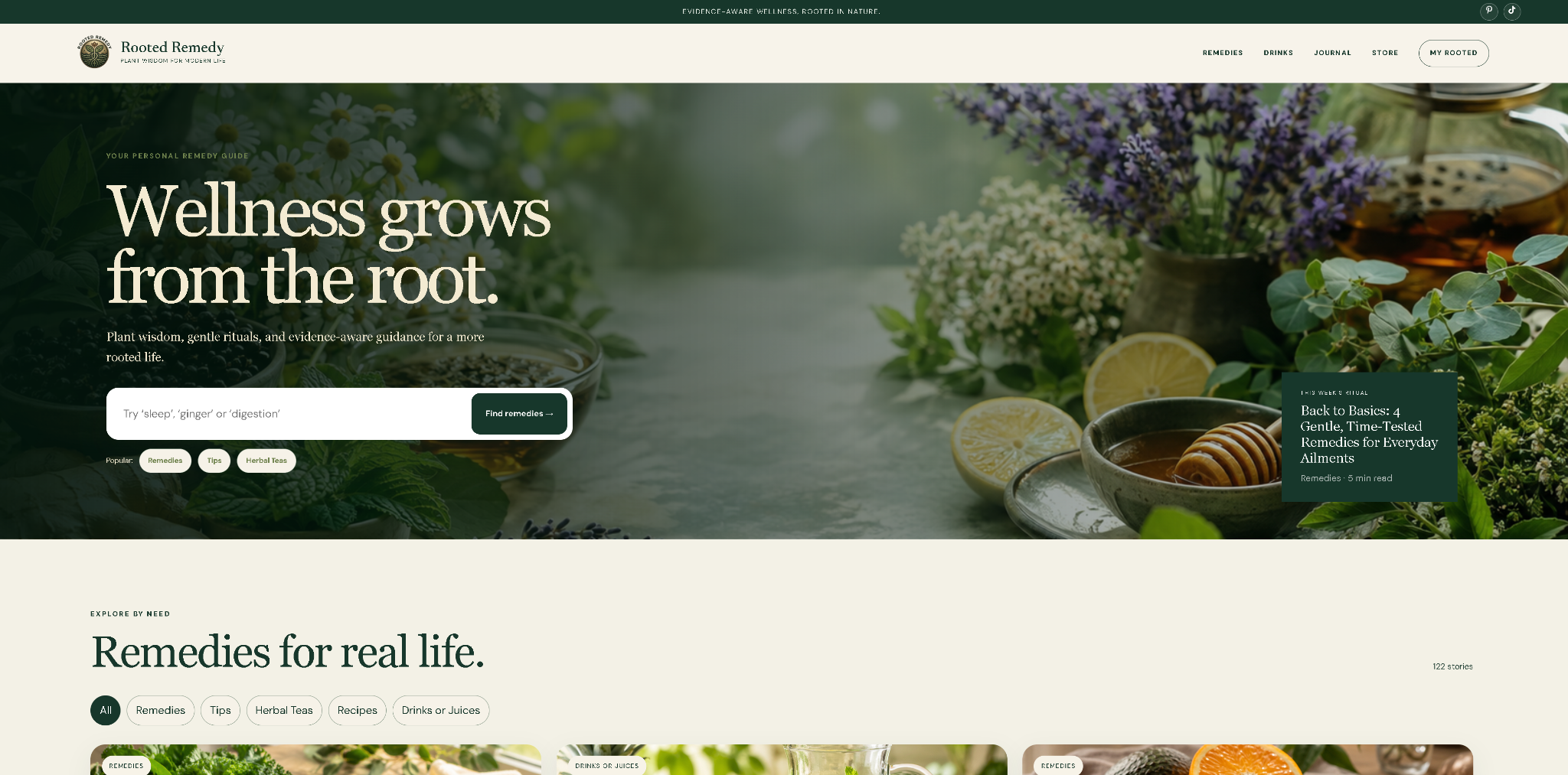 Rooted Remedy website screenshot