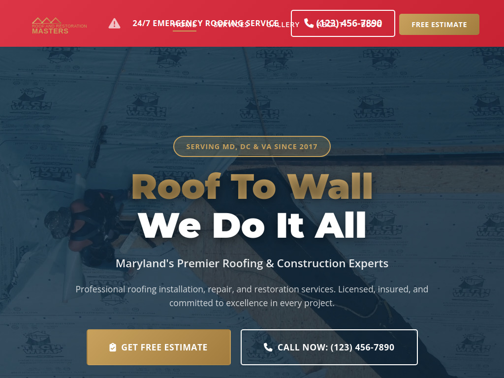 Roof & Restoration Masters Website